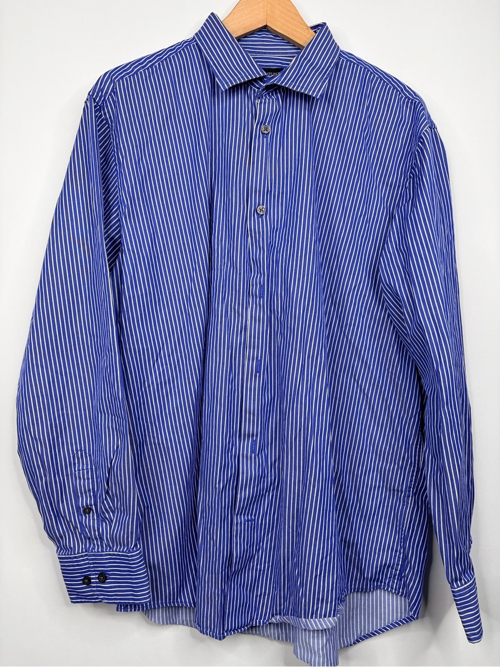 Banana Republic Royal Blue and White Striped Dress Shirt